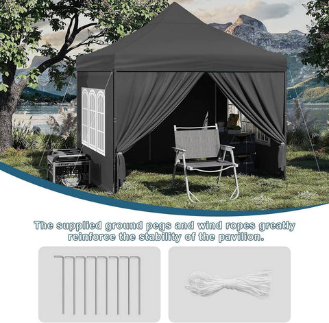 Rootz Foldable Gazebo - Portable Canopy - Sun Shelter - UV Protection - 289cm x 330cm x 289cm