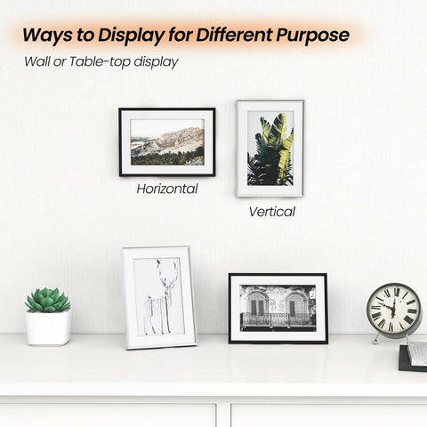 Rootz Premium Picture Frame Set - Photo Display - Memory Frames - Durable Aluminum Alloy - Versatile Wall & Table Mounting - 10x15cm to 30x40cm