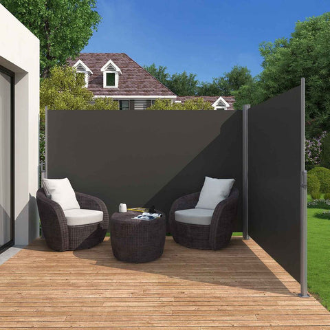 Rootz Awning - Double-sided Awning - Extendable - Made Of Thickened Polyester - Reversible Patio Awning - Sun Shelter - Dual-screened Patio Shade - Aluminum - Anthracite - 160 cm x 600 cm (H x L)
