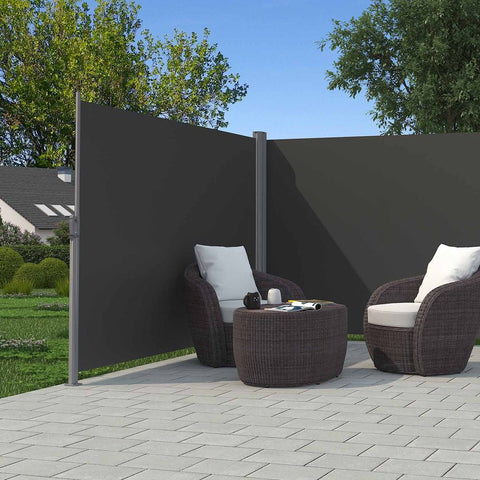 Rootz Awning - Double-sided Awning - Extendable - Made Of Thickened Polyester - Reversible Patio Awning - Sun Shelter - Dual-screened Patio Shade - Aluminum - Anthracite - 160 cm x 600 cm (H x L)