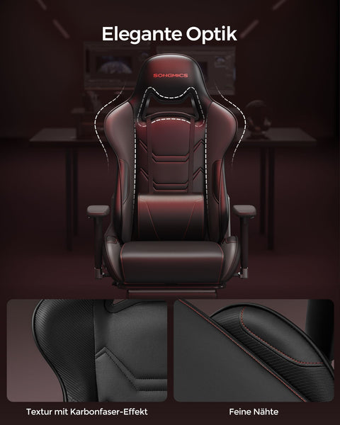 Rootz Ergonomic Office Chair - Armchair - Lumbar Support - Black Red - 65cm x 63cm x 110cm
