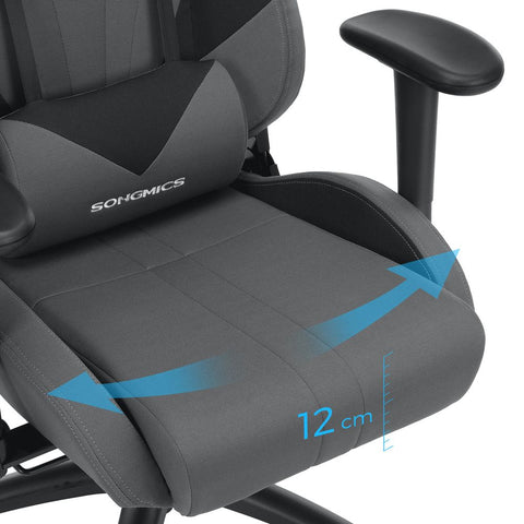 Rootz Gaming Chair - Gaming Chair With Lumbar Cushion - Comfortable Gaming Chair - PC Gaming Chair - Stylish Gaming Furniture - Pro Gaming Chair - Polyester Fabric - Cold Foam - Gray + Black