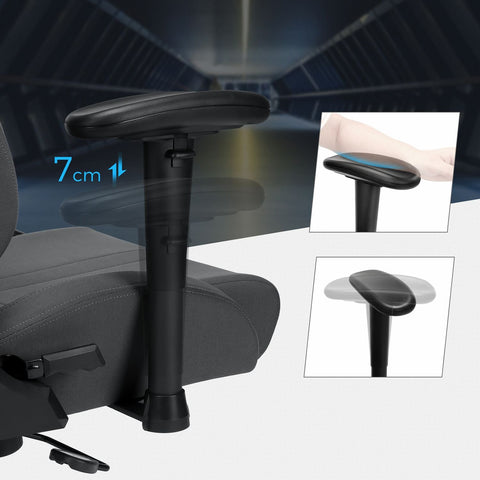 Rootz Gaming Chair - Gray-Black - Polyester Fabric - Cold Foam Padding - Steel Base - PU Armrest - Nylon Core Wheels - 129-139cm x 70cm x 71cm - Ergonomic Design - Adjustable Height - Maximum Comfort - 20.5kg - 150kg Capacity
