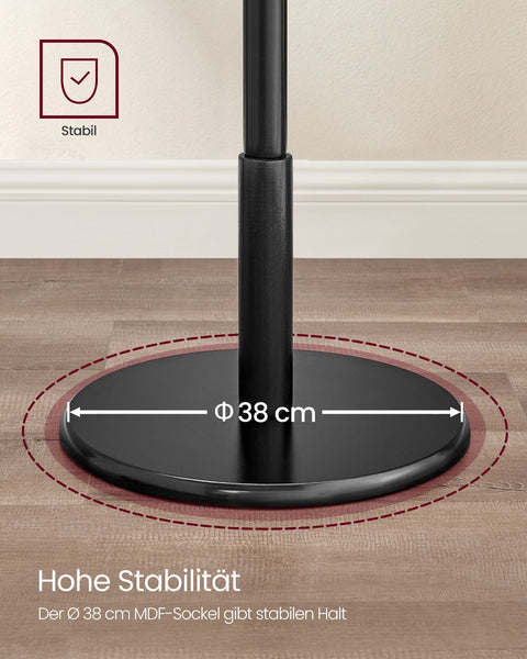 Rootz Coat Rack - Hat Stand - Rubberwood - MDF - Freestanding - 38cm x 175cm - 12.5cm Hook Length - 3.3kg - 5kg Max Load Capacity - 20kg Total Capacity