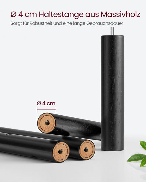 Rootz Coat Stand Tree - Hat Stand - 8 Hooks - Solid Wood - MDF Base - Cloud White - Ink Black - 30cm x 30cm x 175cm. Static Load: 24kg.
