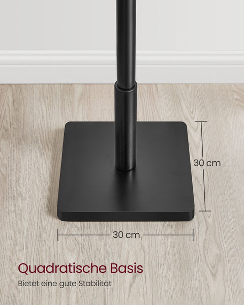 Rootz Coat Stand Tree - Hat Stand - 8 Hooks - Solid Wood - MDF Base - Cloud White - Ink Black - 30cm x 30cm x 175cm. Static Load: 24kg.