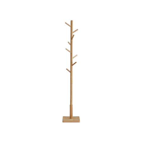 Rootz Coat Rack - Hat Stand - Entryway Organizer - Rubberwood - MDF - Natural Beige - 30cm x 30cm x 175cm