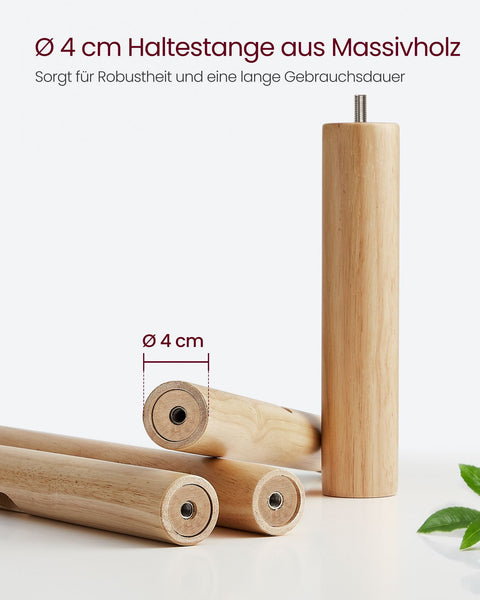 Rootz Coat Rack - Hat Stand - Entryway Organizer - Rubberwood - MDF - Natural Beige - 30cm x 30cm x 175cm