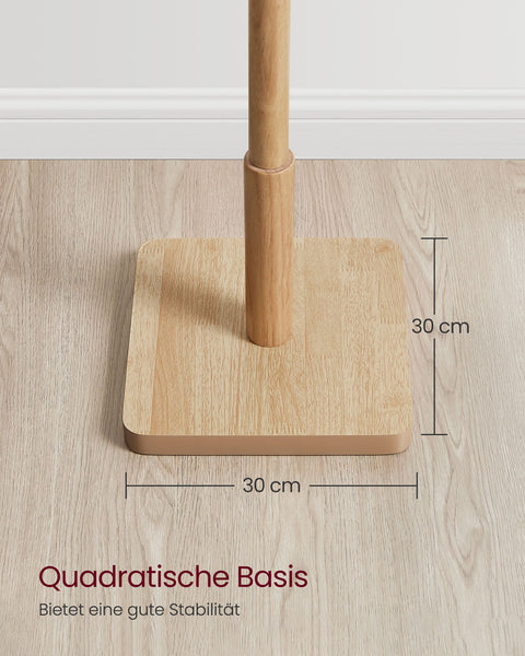 Rootz Coat Rack - Hat Stand - Entryway Organizer - Rubberwood - MDF - Natural Beige - 30cm x 30cm x 175cm