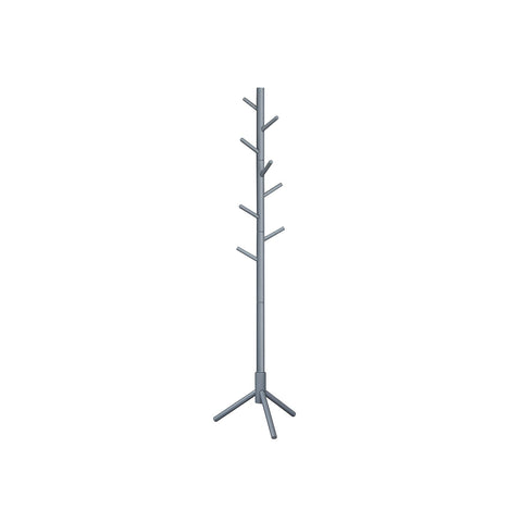 Rootz Gray Coat Rack - Solid Wood Stand - Standing Coat Hanger - 24kg Capacity - 47cm x 47cm x 175cm
