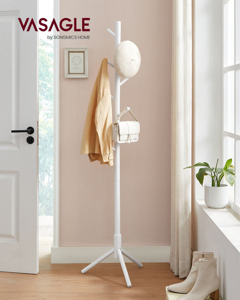 Rootz Coat Rack Stand - Wardrobe - Free-Standing Coat Stand - Stable Base - 8 Hooks - Easy Assembly - Rubber Wood - 47cm x 47cm x 175cm