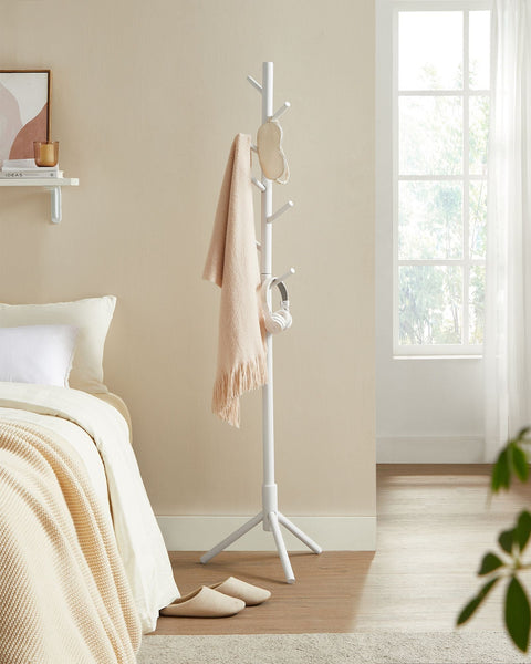 Rootz Coat Rack Stand - Wardrobe - Free-Standing Coat Stand - Stable Base - 8 Hooks - Easy Assembly - Rubber Wood - 47cm x 47cm x 175cm