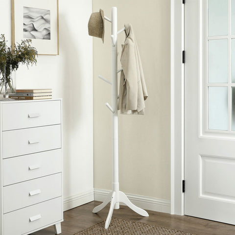 Rootz Coat Stand - Wardrobe - Free-Standing Clothes Rack - Rubber Wood - Stable - Durable - Easy Assembly - 57cm x 57cm x 175cm