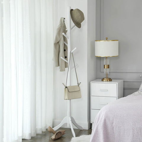 Rootz Coat Stand - Wardrobe - Free-Standing Clothes Rack - Rubber Wood - Stable - Durable - Easy Assembly - 57cm x 57cm x 175cm