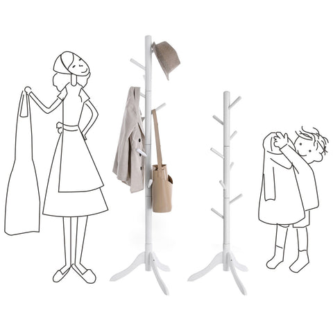 Rootz Coat Stand - Wardrobe - Free-Standing Clothes Rack - Rubber Wood - Stable - Durable - Easy Assembly - 57cm x 57cm x 175cm