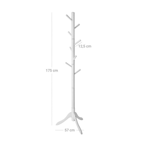 Rootz Coat Stand - Wardrobe - Free-Standing Clothes Rack - Rubber Wood - Stable - Durable - Easy Assembly - 57cm x 57cm x 175cm