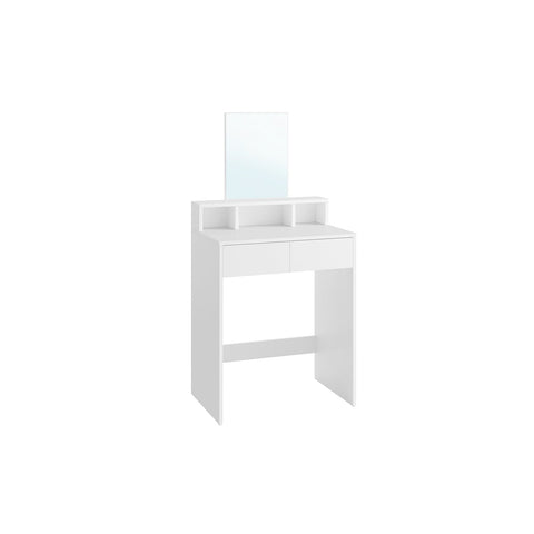 Rootz Dressing Table with Mirror and 2 Drawers - Vanity Table - Makeup Desk - White - 40cm x 60cm x 127cm - No Batteries Required