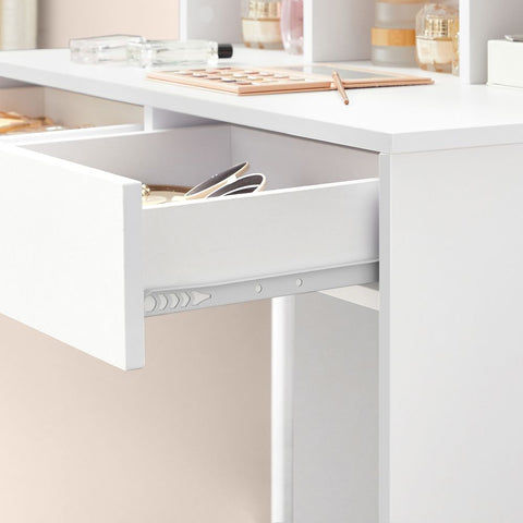Rootz Dressing Table - With Mirror And Light Bulbs - Makeup Dressing Table - Lighted Mirror Dresser - Cosmetic Vanity Table - Chipboard - Melamine Coating - White - 80 x 40 x 140 cm (L x W x H)