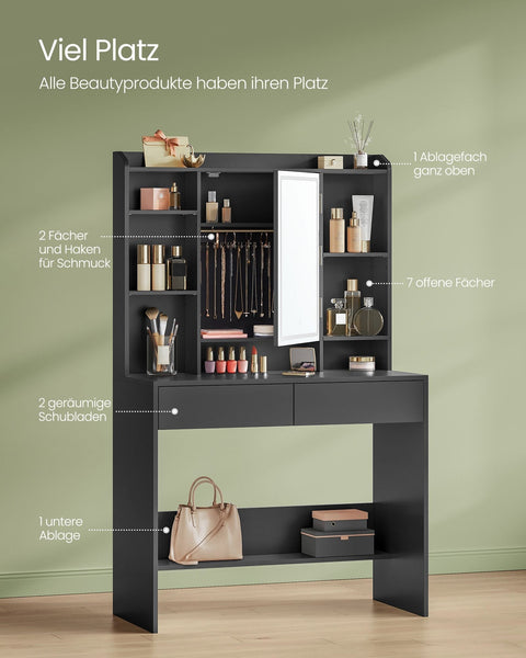 Rootz Vanity Table with Lights - Makeup Desk - Lighted Mirror - Storage Drawers - 100cm x 50cm x 75cm