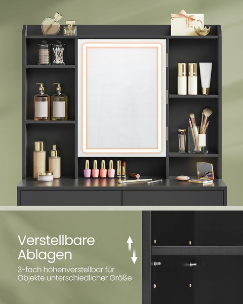 Rootz Vanity Table with Lights - Makeup Desk - Lighted Mirror - Storage Drawers - 100cm x 50cm x 75cm