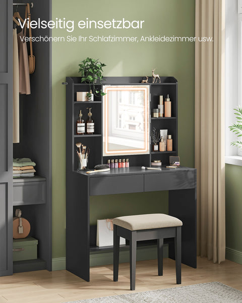 Rootz Vanity Table with Lights - Makeup Desk - Lighted Mirror - Storage Drawers - 100cm x 50cm x 75cm