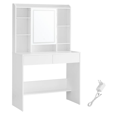 Rootz White Dressing Table - Vanity Table - Makeup Desk - Chipboard Material - Spacious Storage - Easy Assembly - 40cm x 90cm x 144.7cm