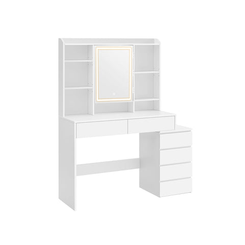Rootz Dressing Table with LED Lights - Vanity Table - Makeup Desk - Modern - Cloud White - 120cm x 60cm x 75cm