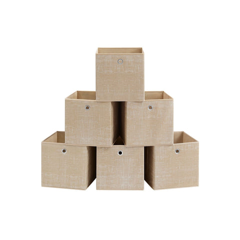Rootz 6 Pack Storage Box - Organizer Bins - Cardboard Boxes - Non-Woven Fabric - Mottled Gray - 30cm x 30cm x 30cm - Lightweight - Durable - Spacious