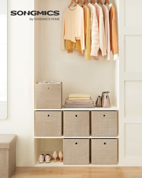 Rootz 6 Pack Storage Box - Organizer Bins - Cardboard Boxes - Non-Woven Fabric - Mottled Gray - 30cm x 30cm x 30cm - Lightweight - Durable - Spacious