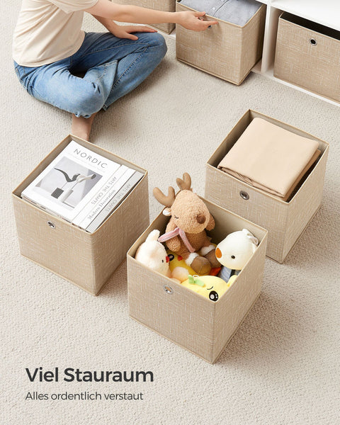 Rootz 6 Pack Storage Box - Organizer Bins - Cardboard Boxes - Non-Woven Fabric - Mottled Gray - 30cm x 30cm x 30cm - Lightweight - Durable - Spacious