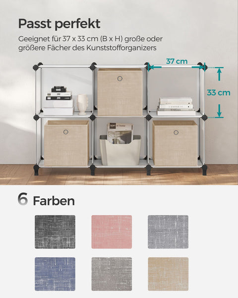 Rootz 6 Pack Storage Box - Organizer Bins - Cardboard Boxes - Non-Woven Fabric - Mottled Gray - 30cm x 30cm x 30cm - Lightweight - Durable - Spacious