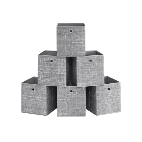 Rootz 6 Pack Mottled Gray Storage Box Set - Cardboard Organizer - Non-Woven Fabric Bins - Lightweight and Durable - 26cm x 26cm x 28cm
