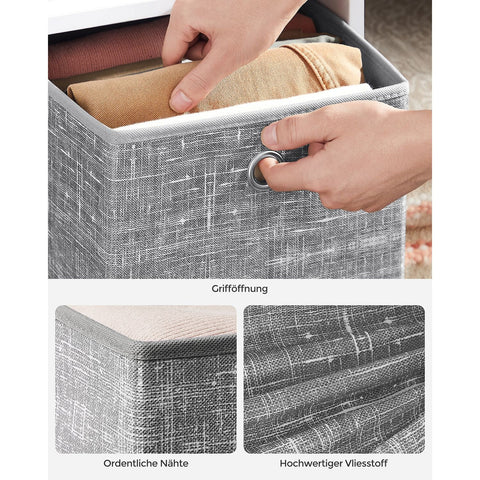 Rootz 6 Pack Mottled Gray Storage Box Set - Cardboard Organizer - Non-Woven Fabric Bins - Lightweight and Durable - 26cm x 26cm x 28cm
