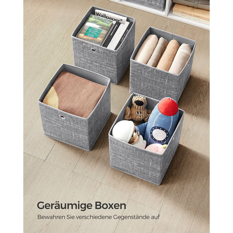 Rootz 6 Pack Mottled Gray Storage Box Set - Cardboard Organizer - Non-Woven Fabric Bins - Lightweight and Durable - 26cm x 26cm x 28cm