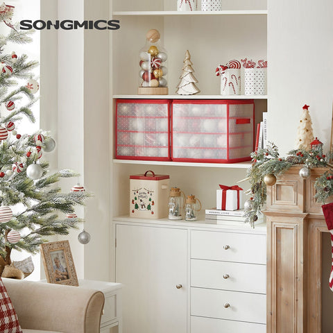 Rootz Storage Box Set - Organizer Bins - Container - Semi-transparent Red - PP Plastic - Cardboard - Lightweight - Durable - Versatile - 34.5cm x 34.5cm x 34cm