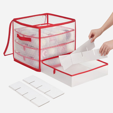 Rootz Storage Box Set - Organizer Bins - Container - Semi-transparent Red - PP Plastic - Cardboard - Lightweight - Durable - Versatile - 34.5cm x 34.5cm x 34cm