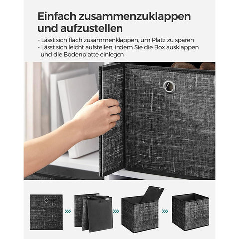 Rootz 6 Pack Storage Box Set - Black Mottled Organizer - Cardboard Bin - Non-Woven Fabric Container - Lightweight - Durable - Spacious - 33cm x 33cm x 33cm