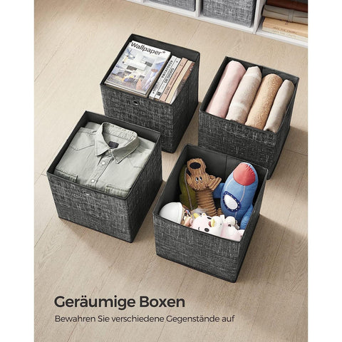 Rootz 6 Pack Storage Box Set - Black Mottled Organizer - Cardboard Bin - Non-Woven Fabric Container - Lightweight - Durable - Spacious - 33cm x 33cm x 33cm