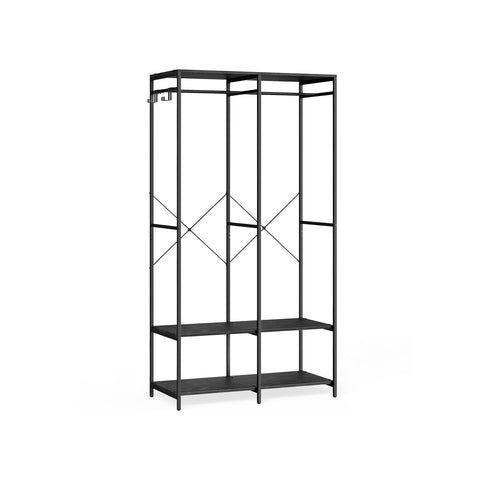 Rootz Clothes Rack - Garment Rack - Wardrobe Organizer - Steel Chipboard - 40cm x 94.5cm x 180cm - Ebony Black - 14.8kg - 146kg Capacity