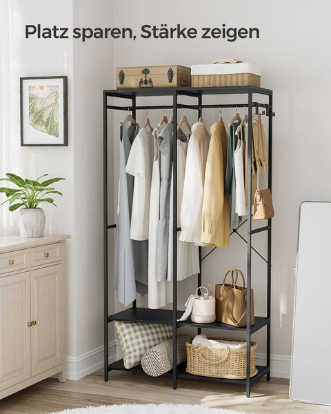 Rootz Clothes Rack - Garment Rack - Wardrobe Organizer - Steel Chipboard - 40cm x 94.5cm x 180cm - Ebony Black - 14.8kg - 146kg Capacity