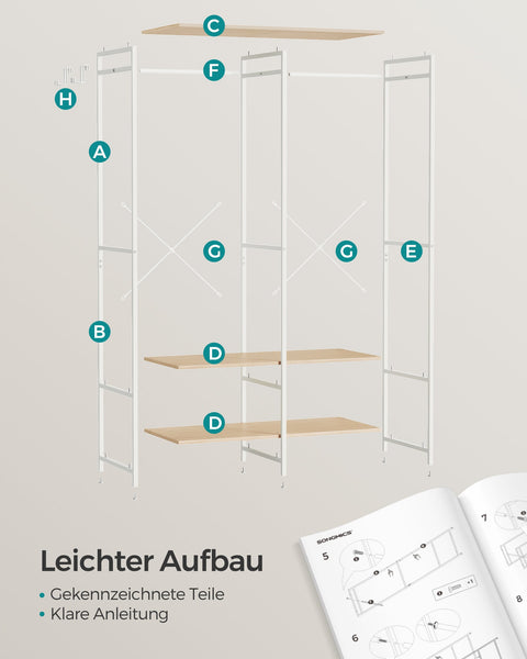 Rootz Clothes Rack Organizer - Garment Rack - Wardrobe Stand - Steel Chipboard - Heavy Duty - Natural Beige - 40cm x 94.5cm x 180cm