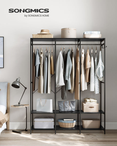 Rootz Clothes Rack - Garment Organizer - Wardrobe Stand - Steel Chipboard - Heavy Duty - 40cm x 141cm x 180cm