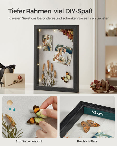 Rootz 2 Piece Set Picture Frames - Photo Frames - Wall Art Frames - MDF and Glass Material - Lightweight - Easy to Hang - Stylish Design - 36.5cm x 26cm x 4cm