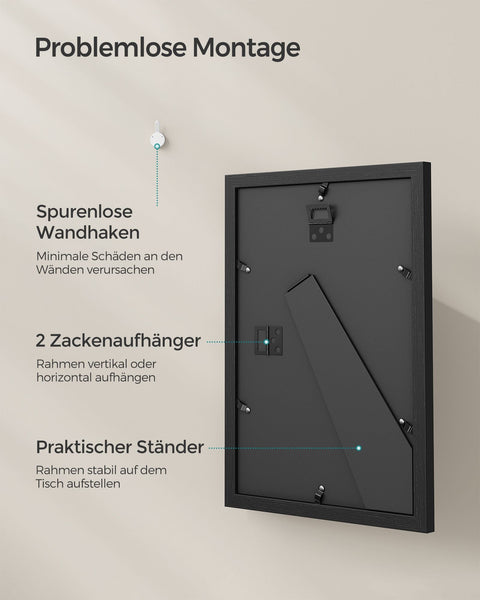 Rootz Modern Photo Frame Set - Picture Frame - Wall Decor - MDF Glass - Lightweight - Easy to Hang - Stylish Design - 36.5cm x 26cm x 1.5cm