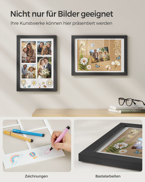 Rootz 2 Piece Set Picture Frames - Photo Frames - Wall Art Frames - MDF and Glass Material - Lightweight - Easy to Hang - Stylish Design - 36.5cm x 26cm x 1.5cm