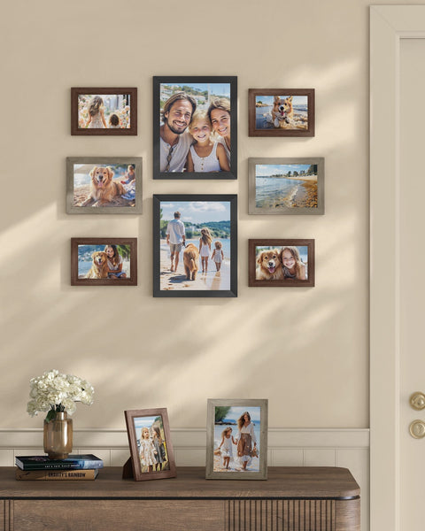 Rootz 10 Piece Set Picture Frame - Red-Brown - Greige - Mottled Ash Black - Wall Art Decor - 33.2cm x 27.6cm x 11.6cm