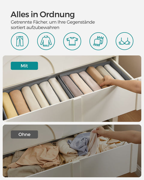 Rootz Wardrobe Organizer 6 Compartments Set - Clothing Storage - Closet Dividers - Non-woven Fabric - 42cm x 30cm x 17cm