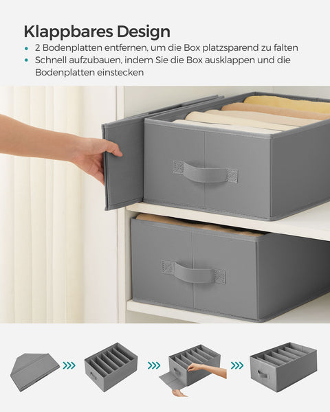 Rootz Wardrobe Organizer 6 Compartments Set - Clothing Storage - Closet Dividers - Non-woven Fabric - 42cm x 30cm x 17cm