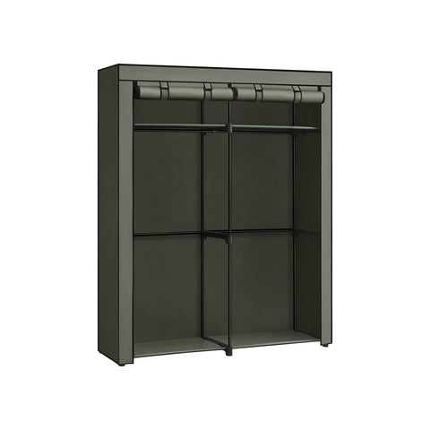 Rootz Fabric Cabinet with 2 Clothes Rails - Wardrobe Organiser - Clothing Stand - Non-woven Fabric - Metal Frame - 43cm x 140cm x 174cm