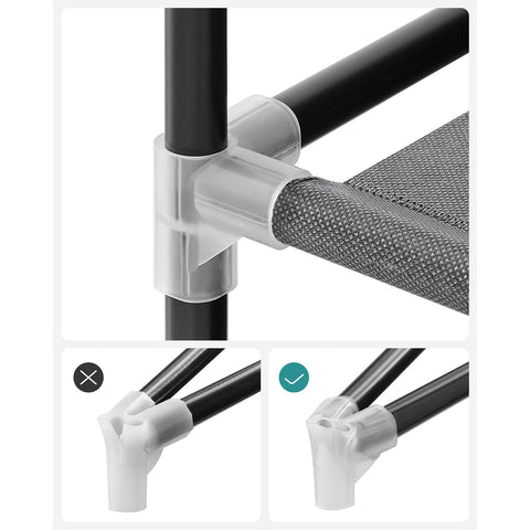 Rootz Portable Black Wardrobe - Closet Organizer - Clothes Storage - Steel Frame - Non-Woven Fabric - Plastic Connectors - 45cm x 127cm x 176cm - Lightweight - Easy Assembly - Spacious Storage
